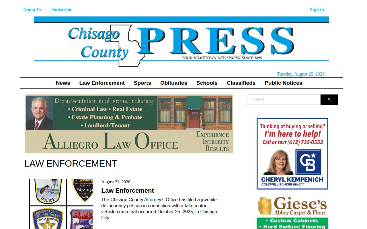 Chisago County recent booking record news source