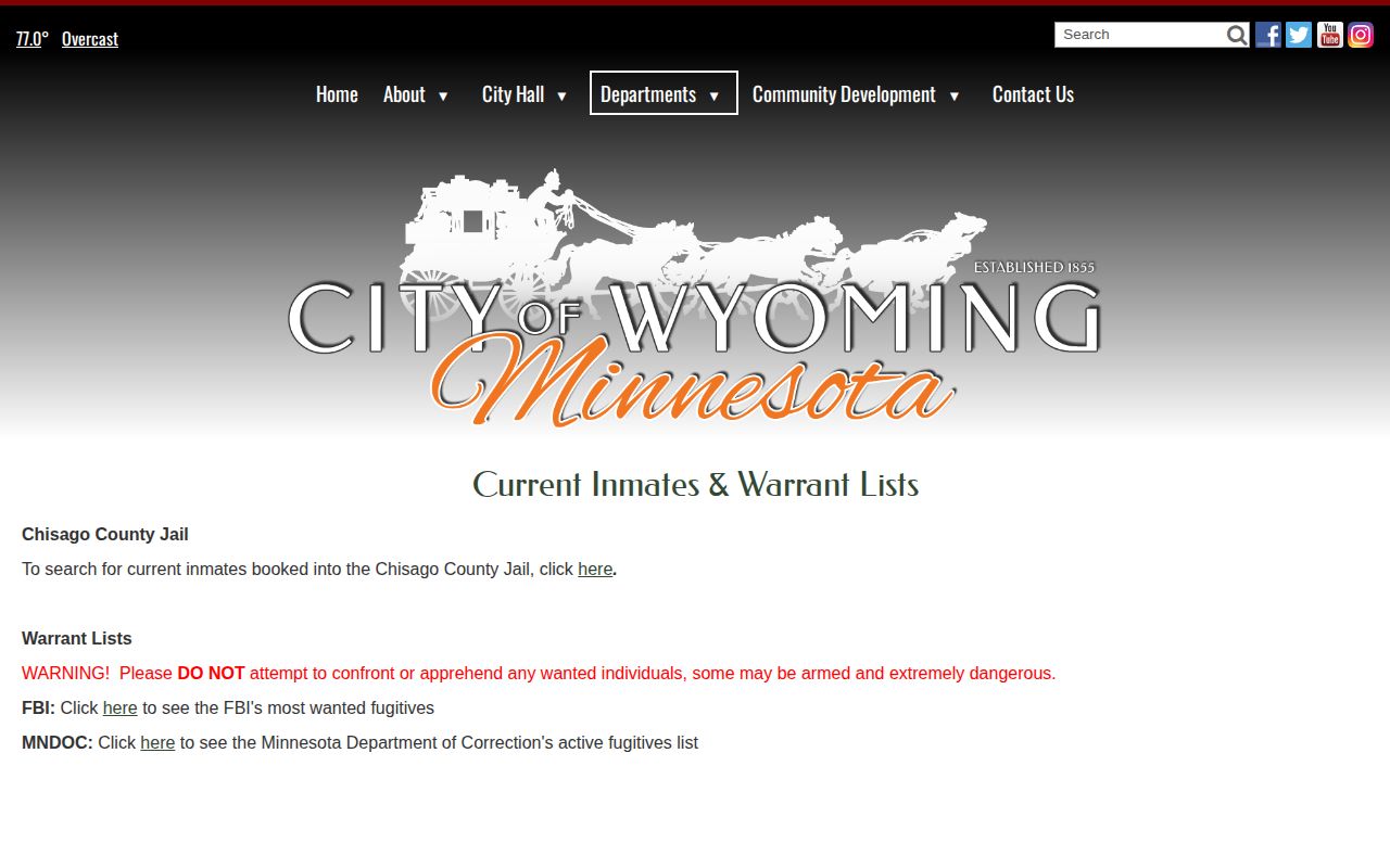 Wyoming current custody and warrant referral record links
